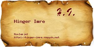 Hinger Imre névjegykártya